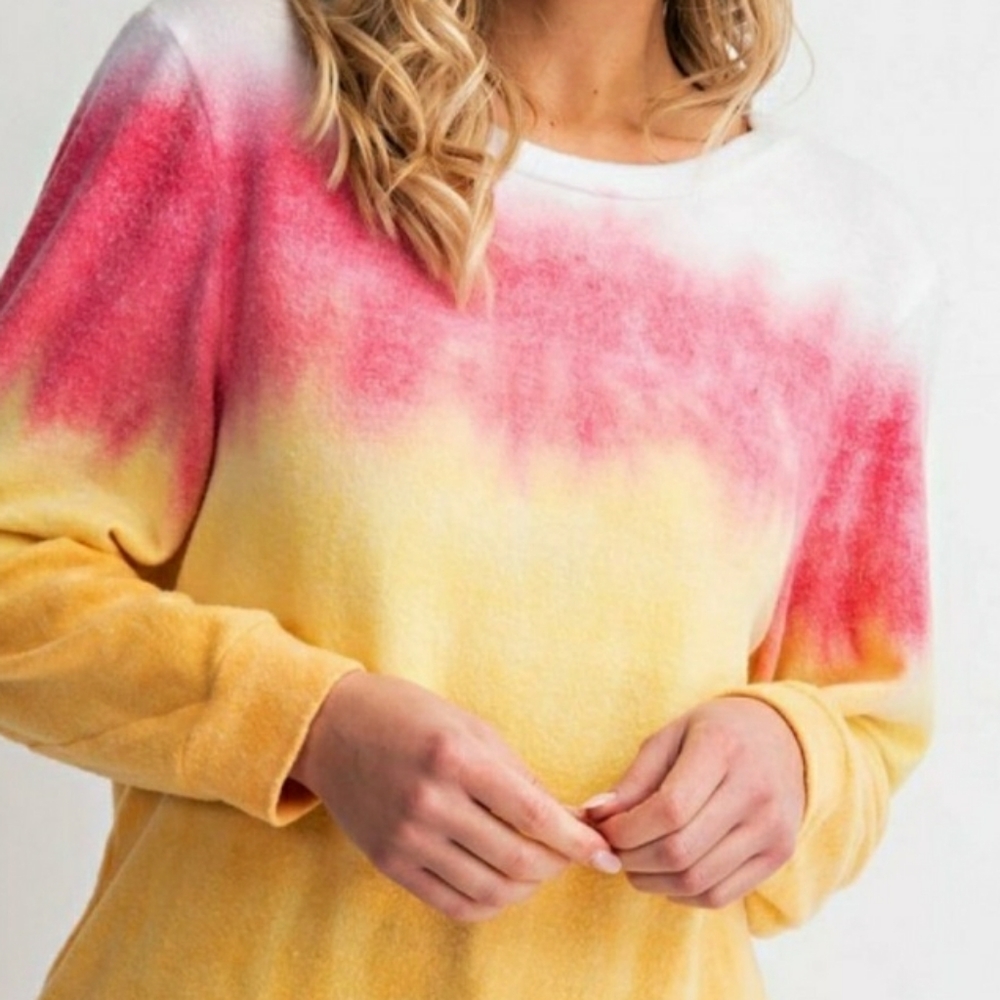 Tie Dye Horizontal Crew Neck Top - Picture 4 of 6